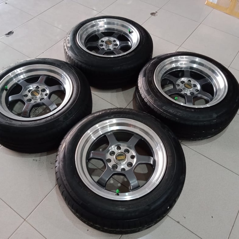 VELG RACING TE37 RING15 + BAN UKURAN 185/55-15