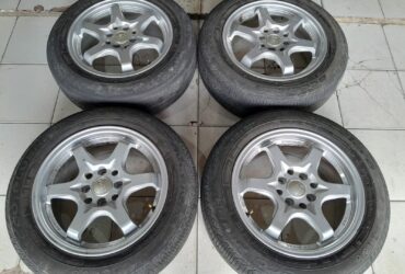 Velg Bekas Mobil HSR BOROKO R15+ban bonus lebar 6,5 et 38 pcd 4×100/114